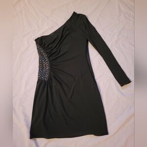 Laundry By Shelli Segal Elegant Black One-Shoulder Mini Dress